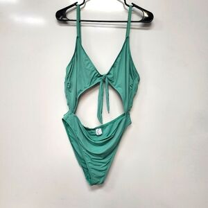 Dippin Daisy's Women's Size XL Cut Out One-piece Swimsuit Jade Green Made In Usa